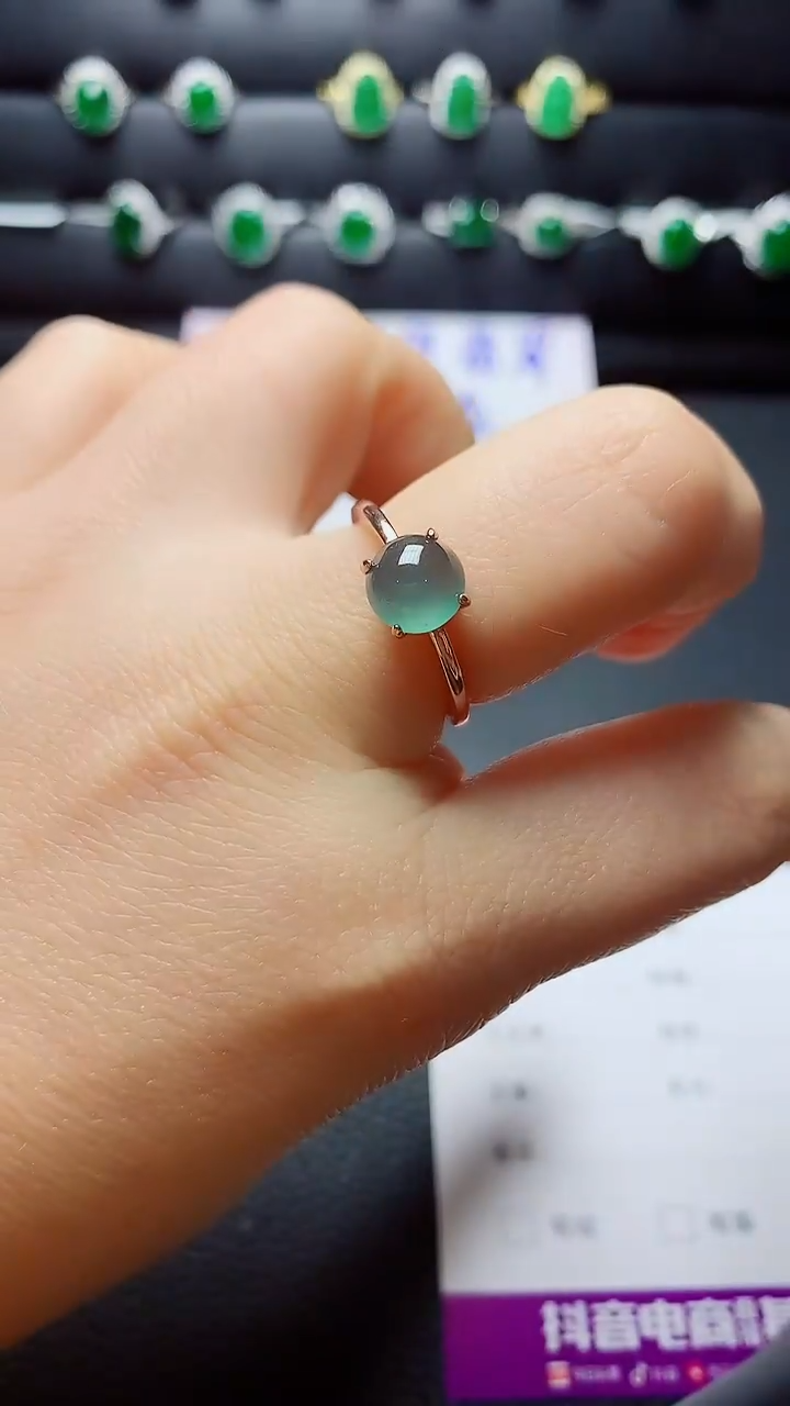 银S925镶嵌戒指翡翠天然翡翠A货s925银镶