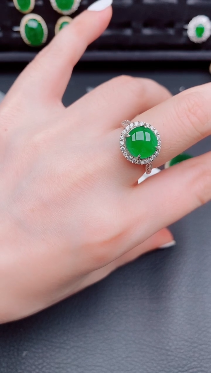 【闪购商品】翡翠戒指银S925镶嵌天然a货翡翠541