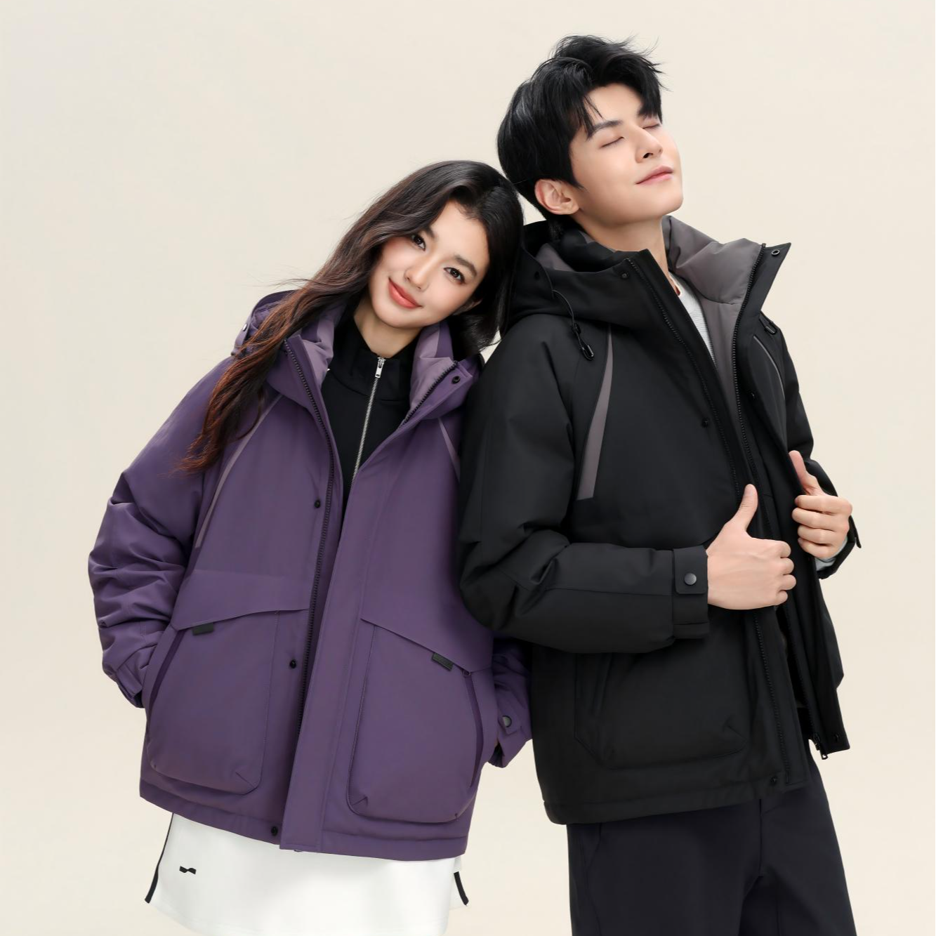 寻拓者”紫气东来“冬季新款90绒情侣派克连帽羽绒服外套FYH6830