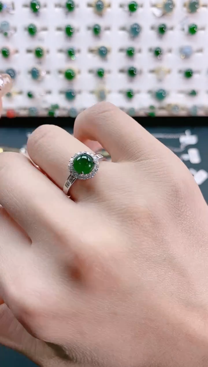 【闪购商品】翡翠戒指银S925镶嵌天然翡翠