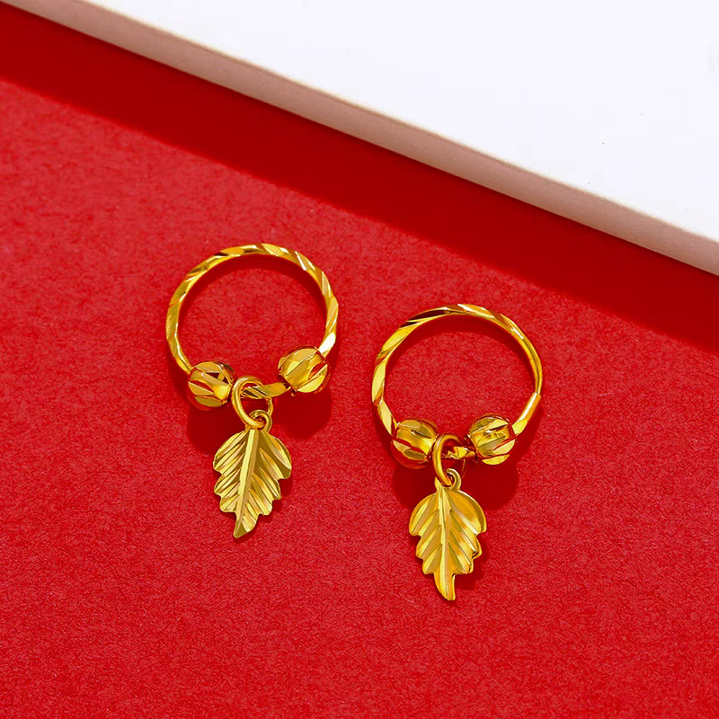 铜合金耳饰 迷你小树叶不掉色时尚