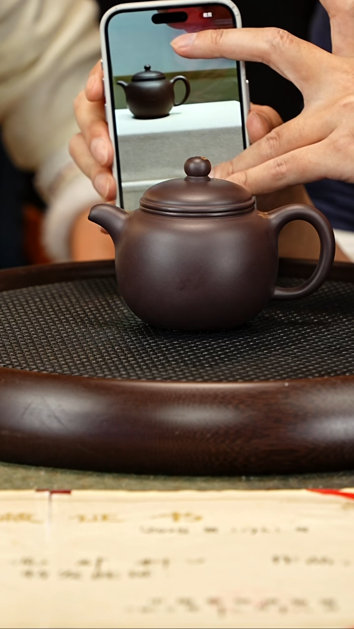 茶壶紫砂25 张彩萍 黑墩头 匏尊260c