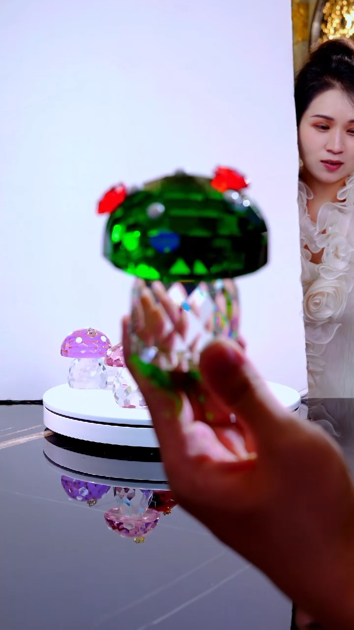 摆件琉璃LF0214绿色小蘑菇