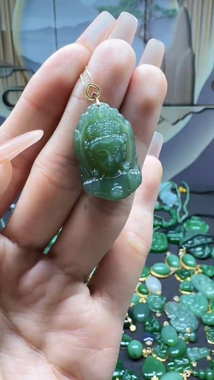 【闪购商品】和田玉吊坠(不含链)18K金镶嵌1