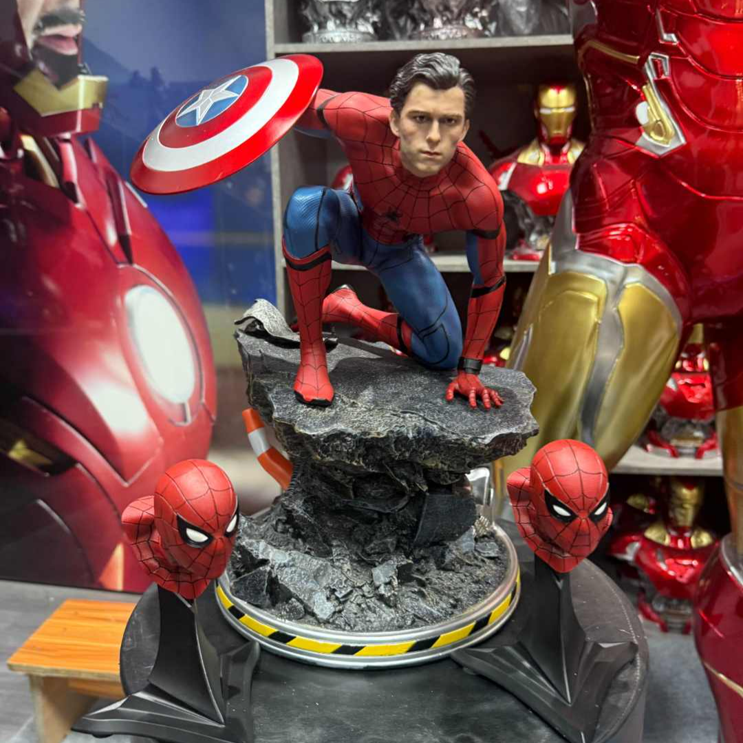 复联美国队长3头雕内战荷兰弟盾牌蜘蛛侠1/4场景GK树脂雕像