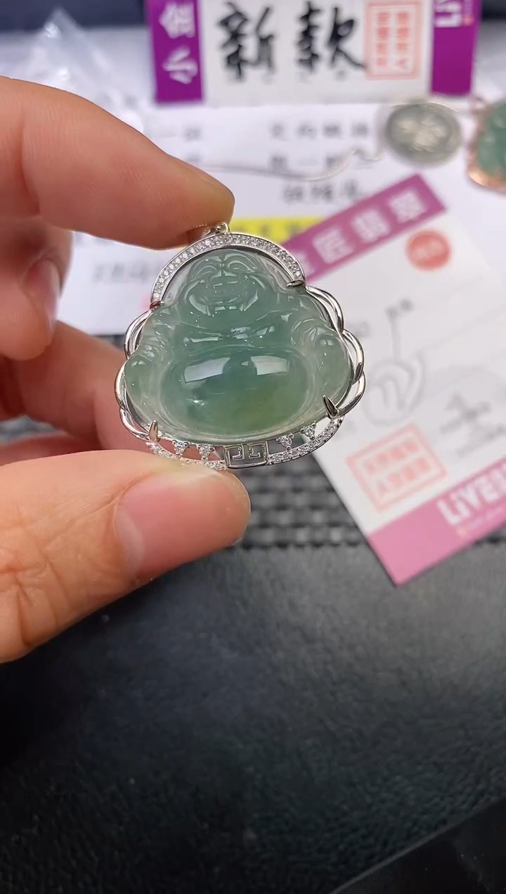 颈饰银S925镶嵌翡翠用****9挂件