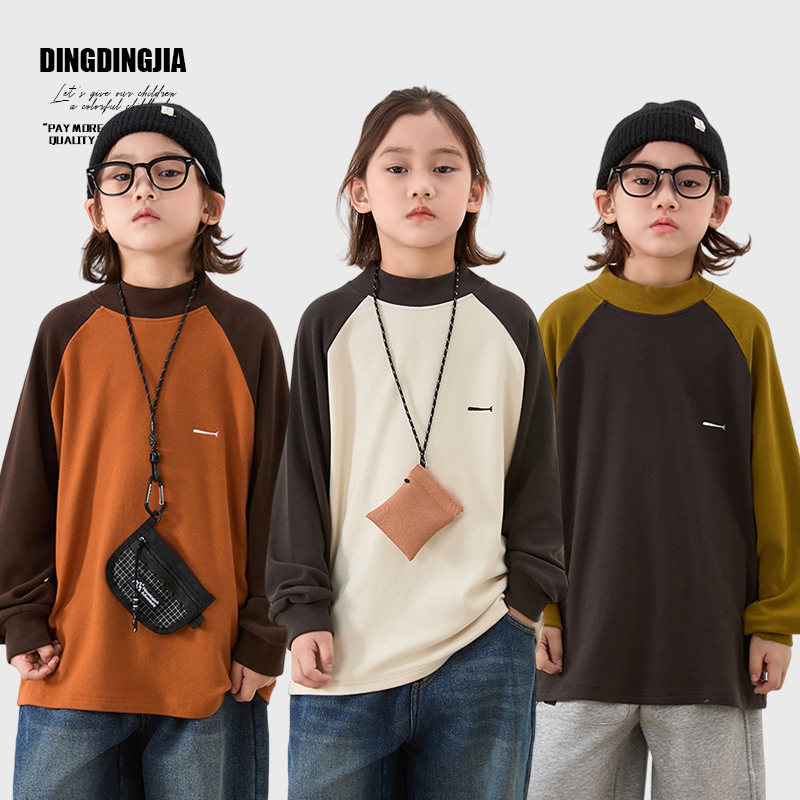 童装秋冬款男童保暖上衣儿童冬季加厚半高领男孩打底衫