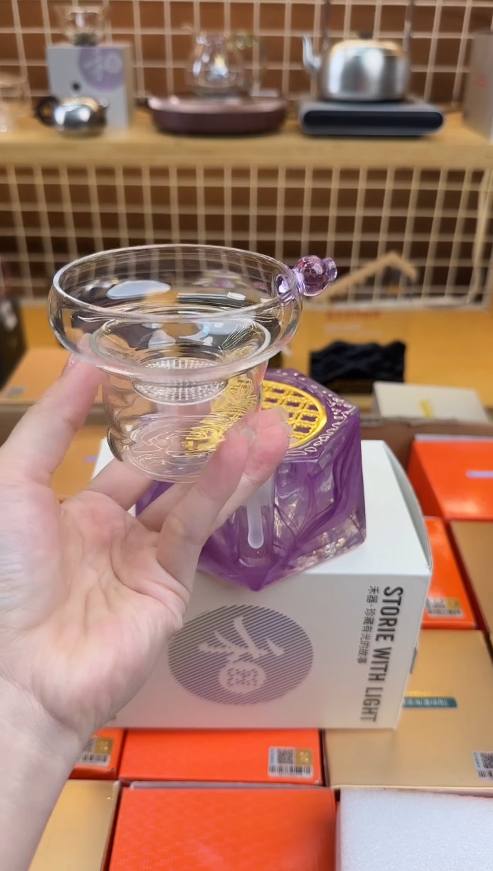 @@禾器晶彩奉珠茶漏浅紫色