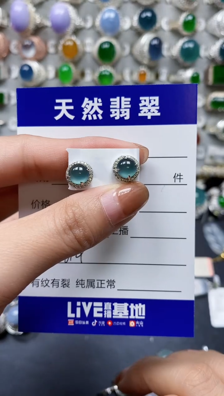 【闪购商品】翡翠耳饰银S925镶嵌0614