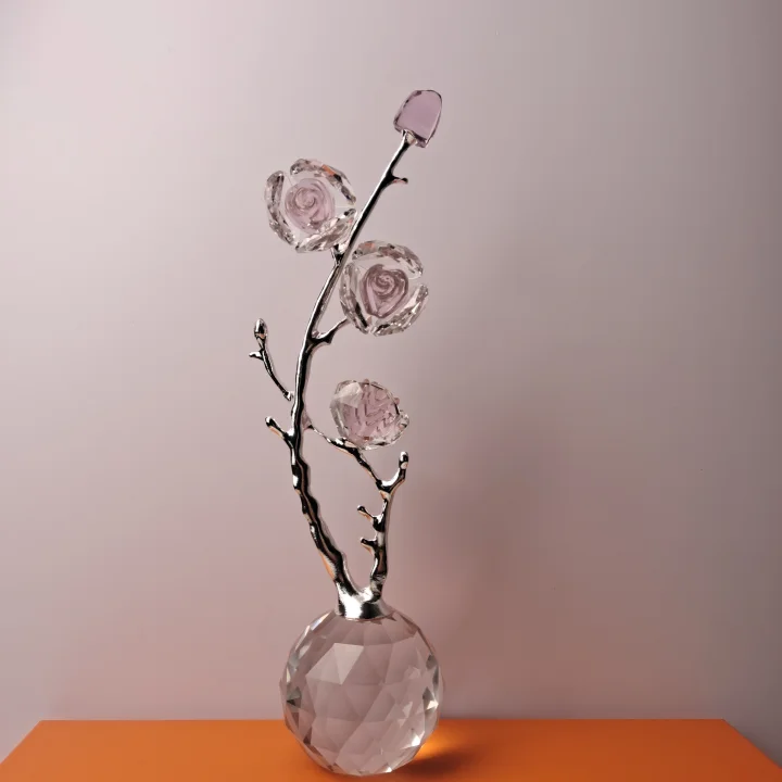 Q022 4头合金玫瑰装饰摆件创意装饰品轻奢家居桌面装饰