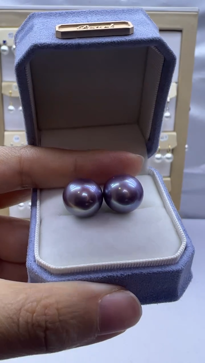 银S925镶嵌耳饰淡水珍珠耳钉