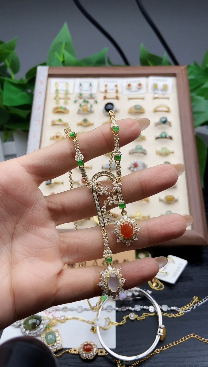 颈饰银S925镶嵌翡翠12