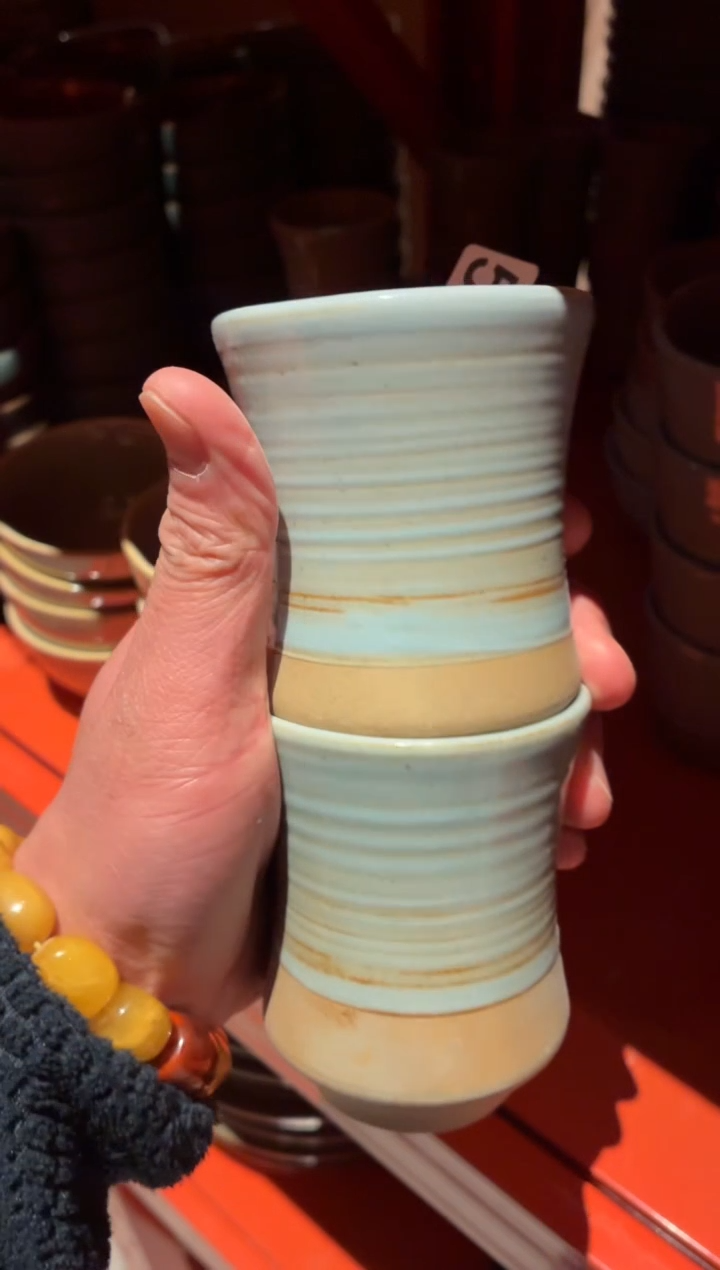 瓷片嗯563蓝麻点水杯2个