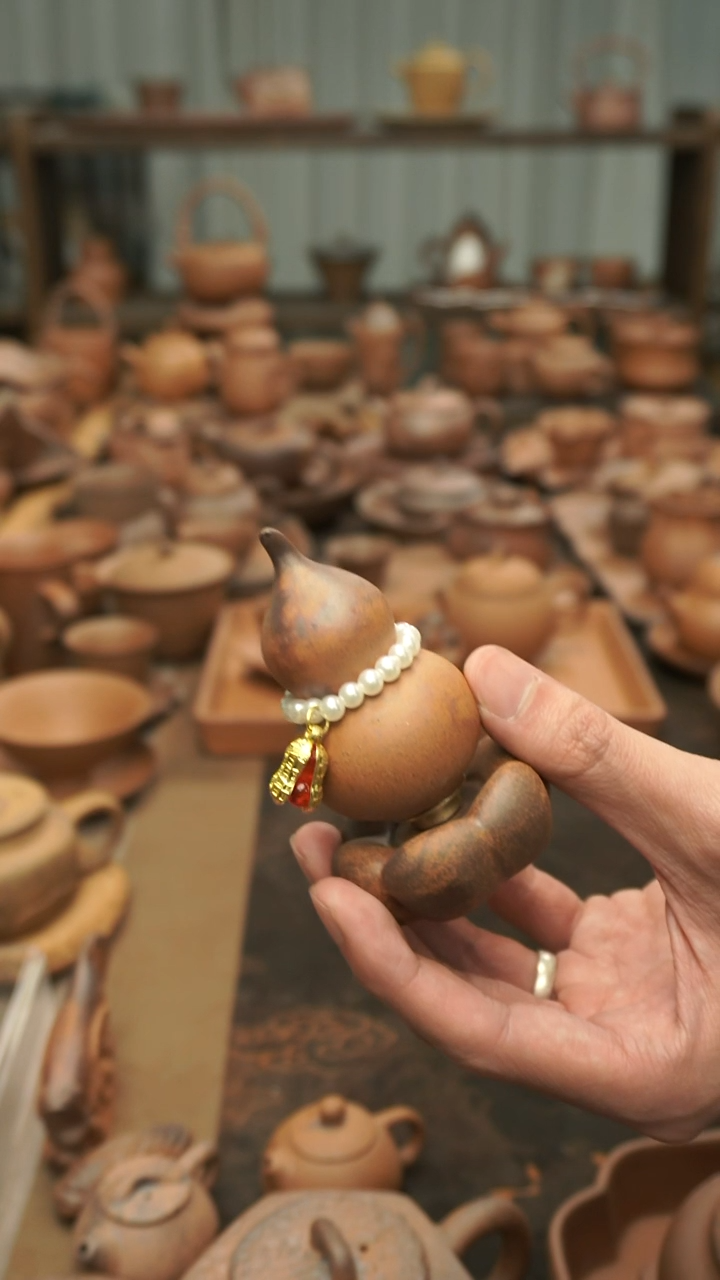 老岩泥福气滚滚来  转转小葫芦 茶宠摆件