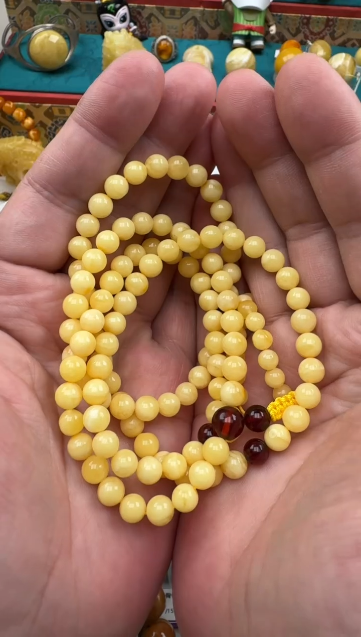琥珀未镶嵌珠宝奇石项链多圈108 HZ097