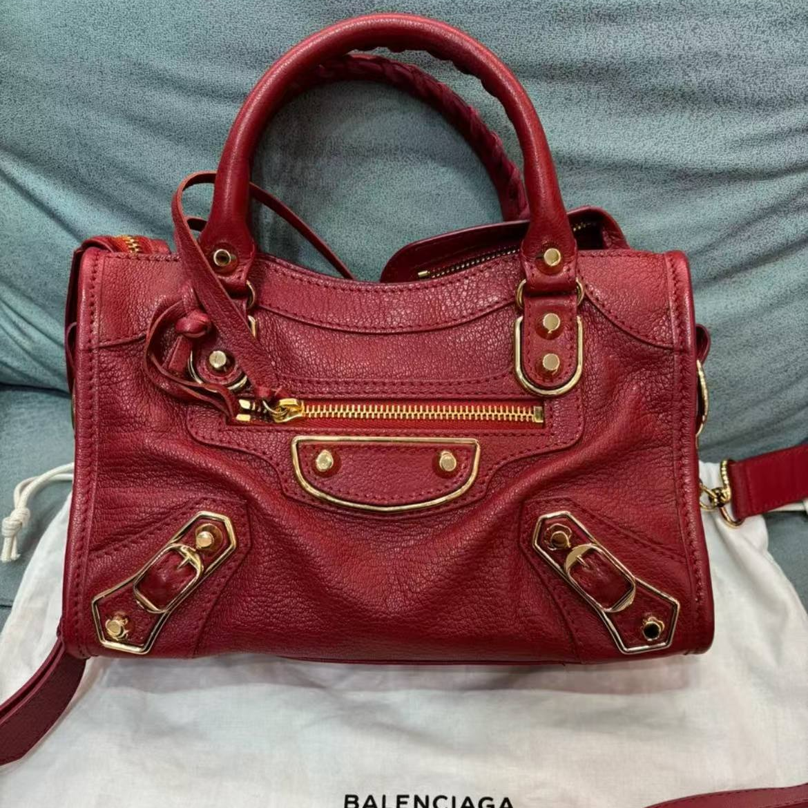 99新 Balenciaga/巴黎世家 蔚蓝/红色 mini 机车包 北京