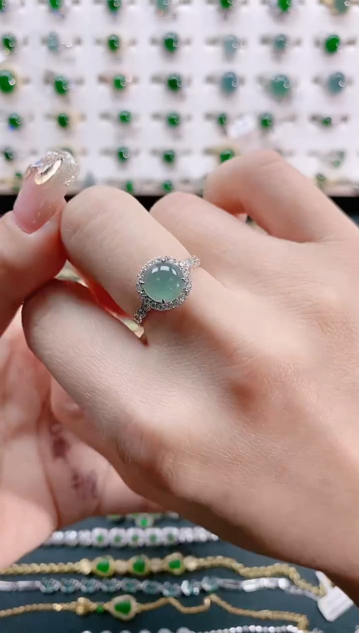 【闪购商品】翡翠戒指银S925镶嵌天然翡翠