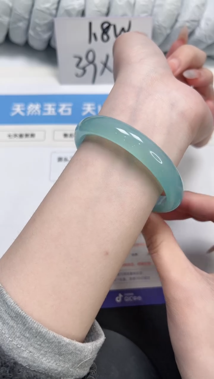 石英质玉未镶嵌手镯374-58蓝晴