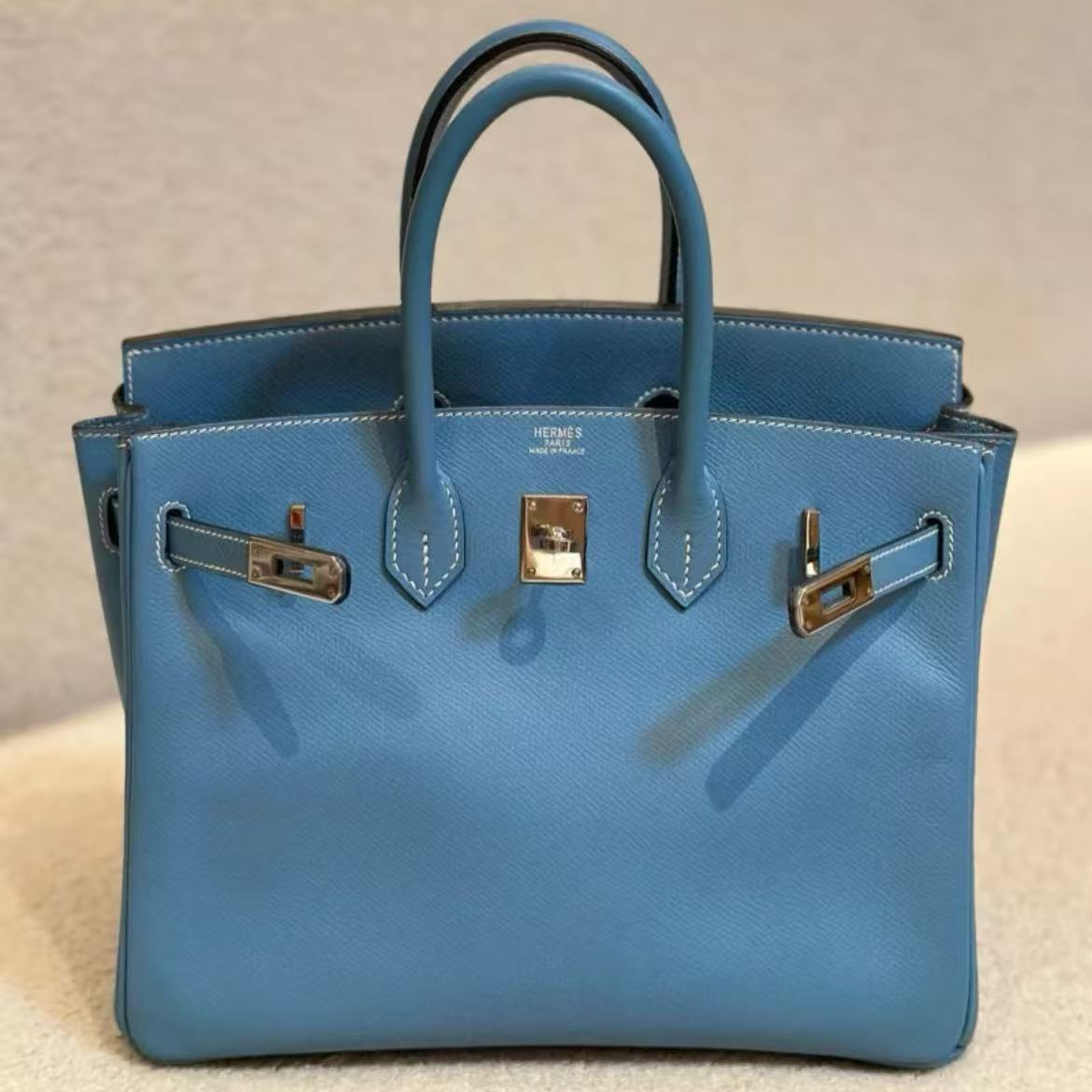 99新 Hermes/爱马仕 爱马仕BK35牛仔蓝M单肩H892