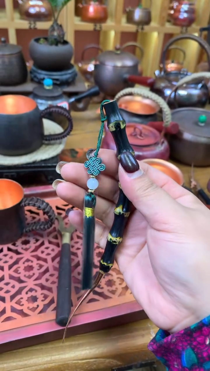 紫铜头紫竹流苏茶拨