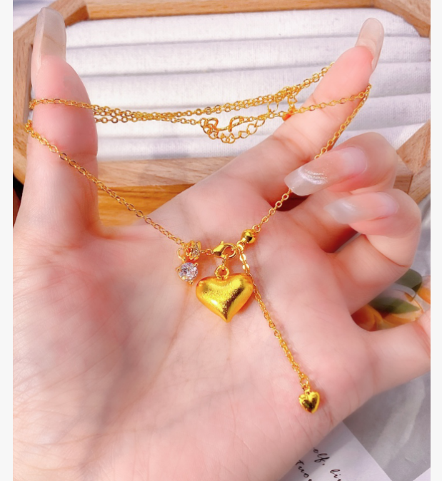 铜合金项链 爱心流苏项链