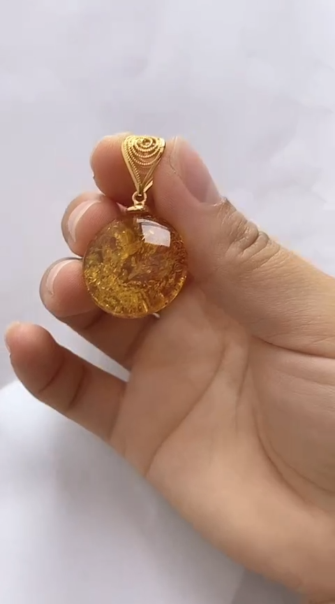 【闪购商品】琥珀裸石银S925镶嵌琥珀锁骨