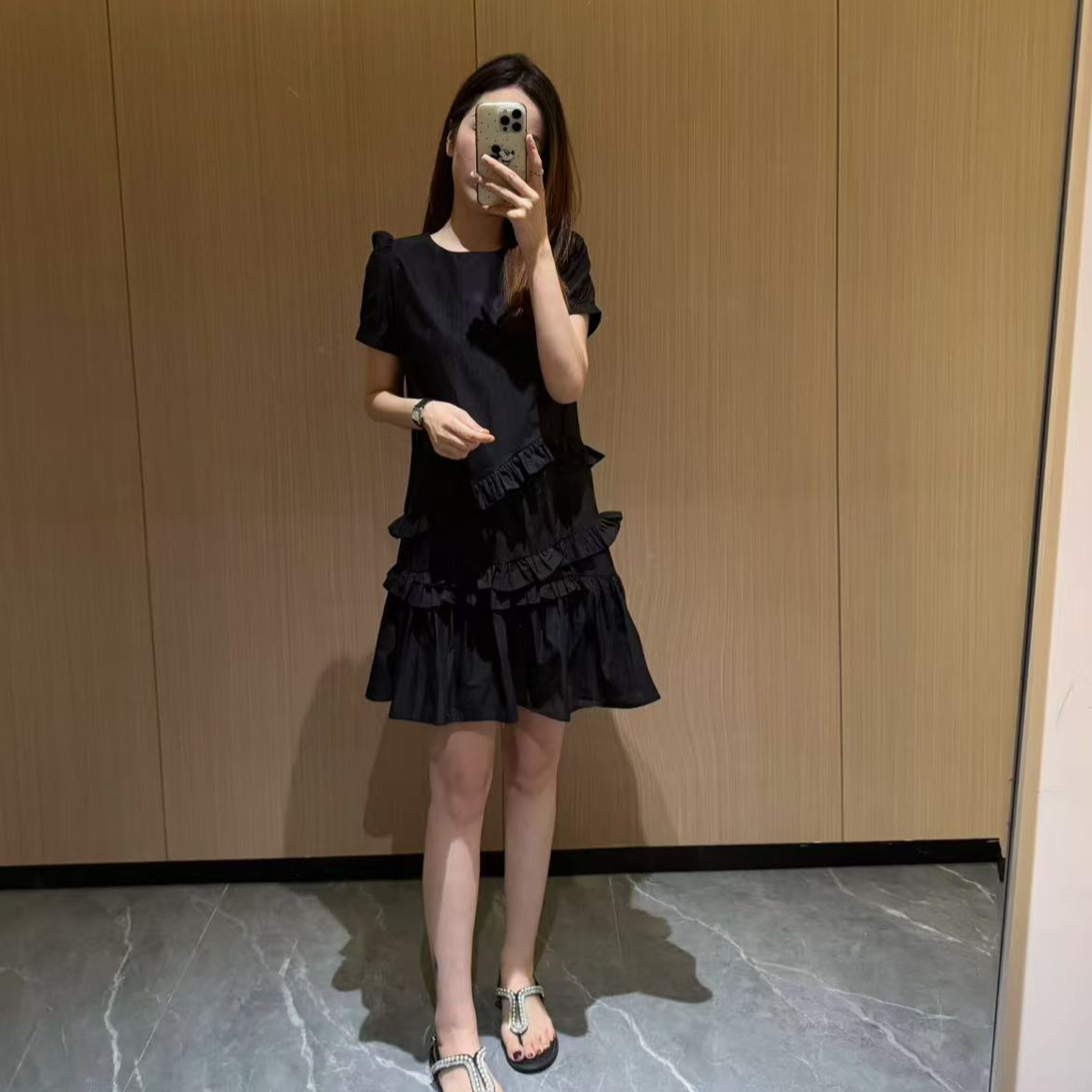 【DL高端定制】韩版荷叶花边设计感连衣裙738