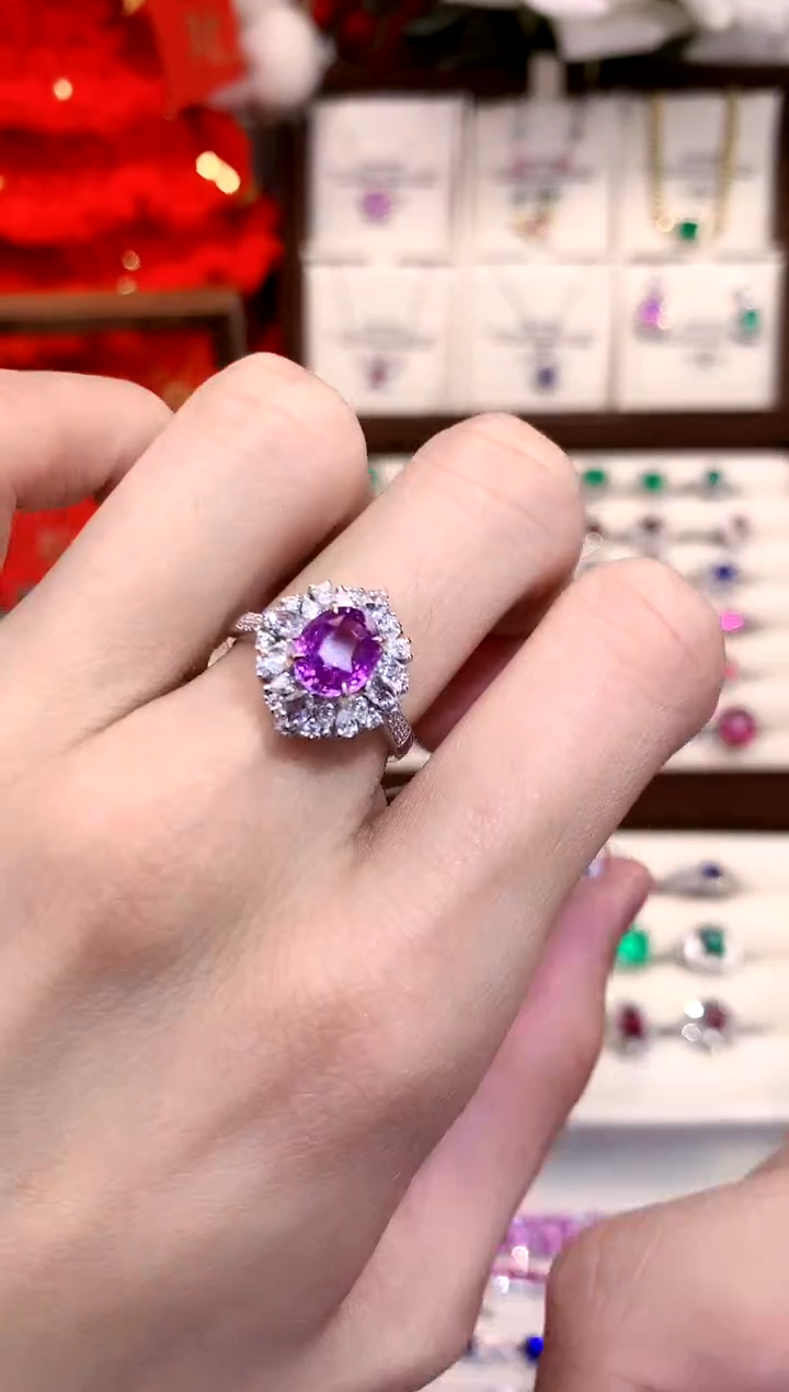 【闪购商品】彩色蓝宝石戒指18K金镶嵌2.54ct/天然宝石/七天无理由