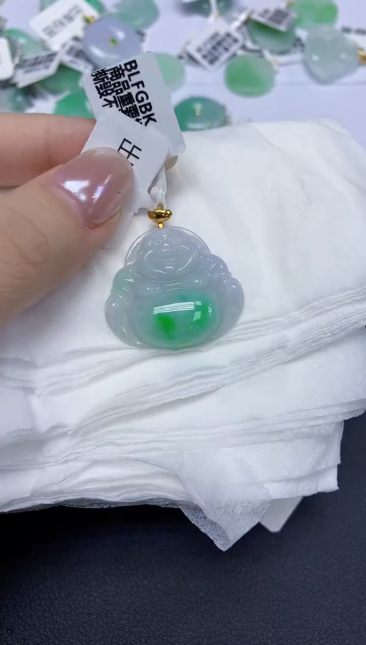 翡翠18K金镶嵌颈饰天然缅甸翡翠A货百元以上9元证书费自理