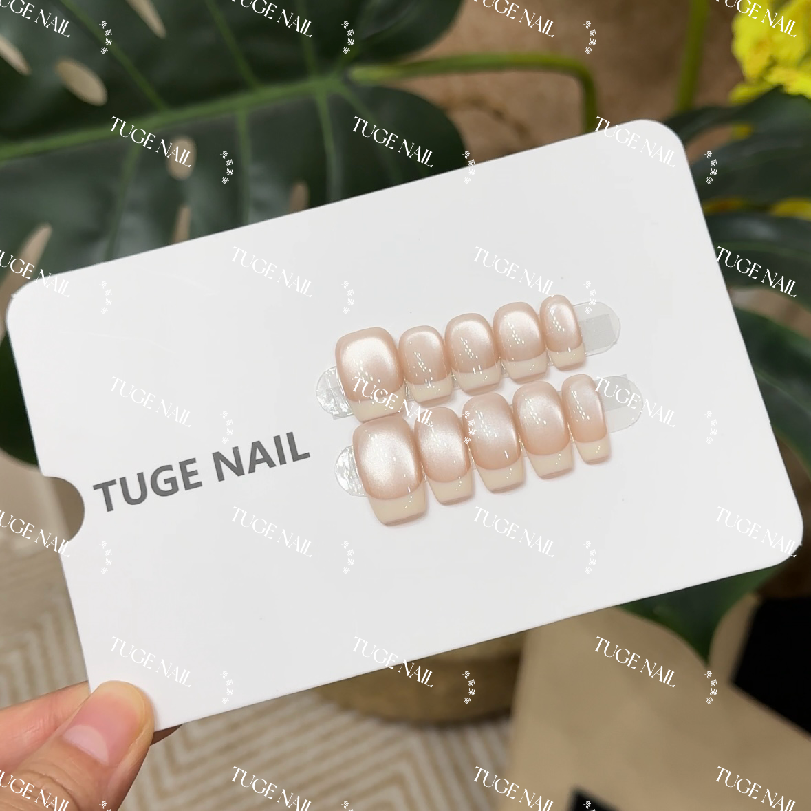 TugeNail “月牙湾” 五花肉追光猫眼 法式白开水高级感美甲TGN318