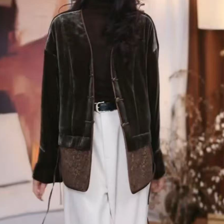 B【思方】新中式复古显瘦春秋宽松国风休闲潮流百搭棉外套