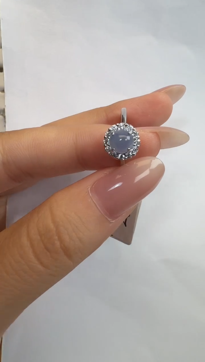 银S925镶嵌戒指翡翠925银镶A货翡翠戒指80