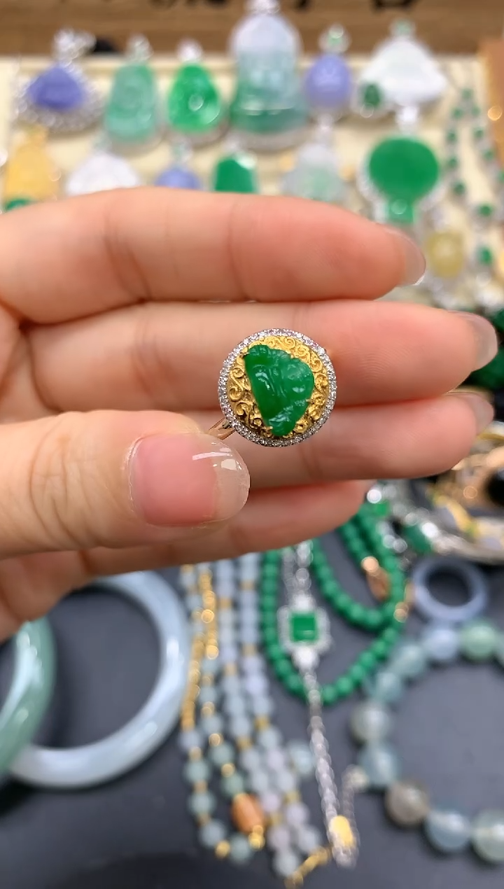 【闪购商品】翡翠戒指18K金镶嵌414-中国好珍宝