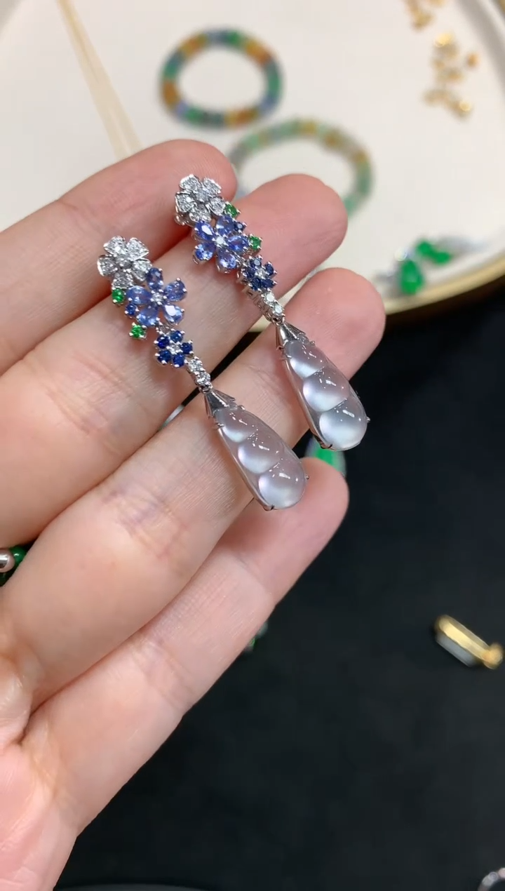 【闪购商品】翡翠耳饰18K金镶嵌W68|19800