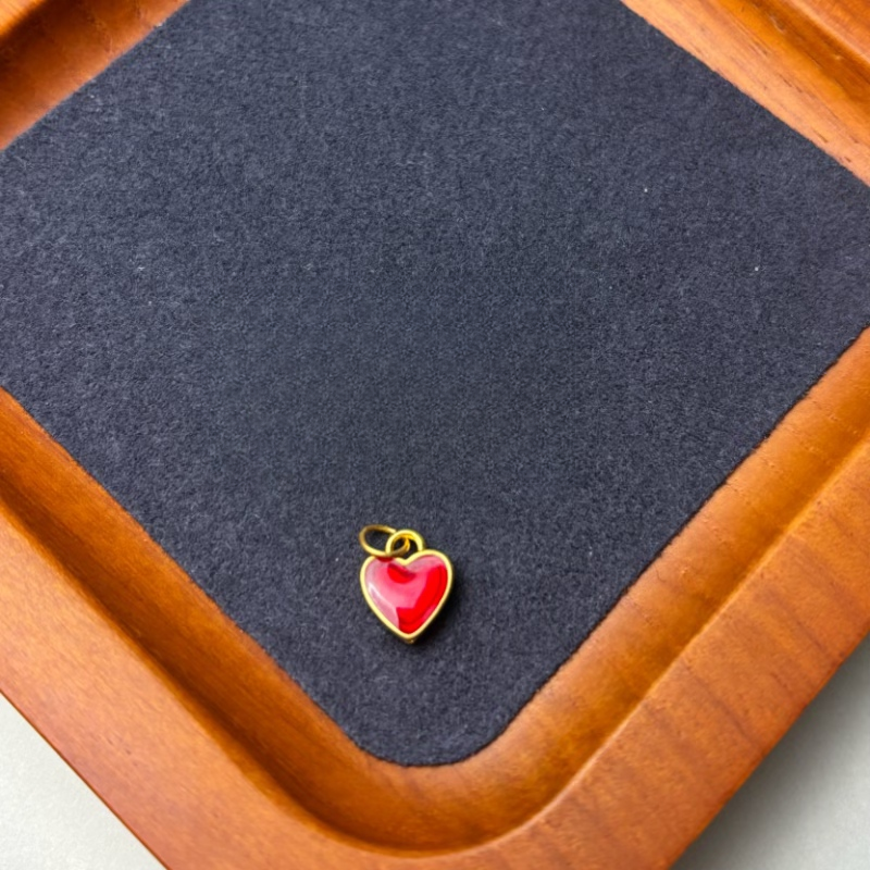 金福楼足金999 烧蓝5D硬金红色爱心滴流提溜编绳款WH1137