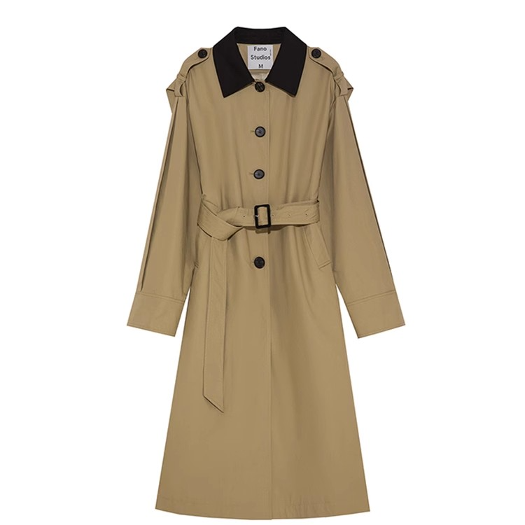 长款包袖厚款秋季女士双排扣风衣外套经典风衣女士