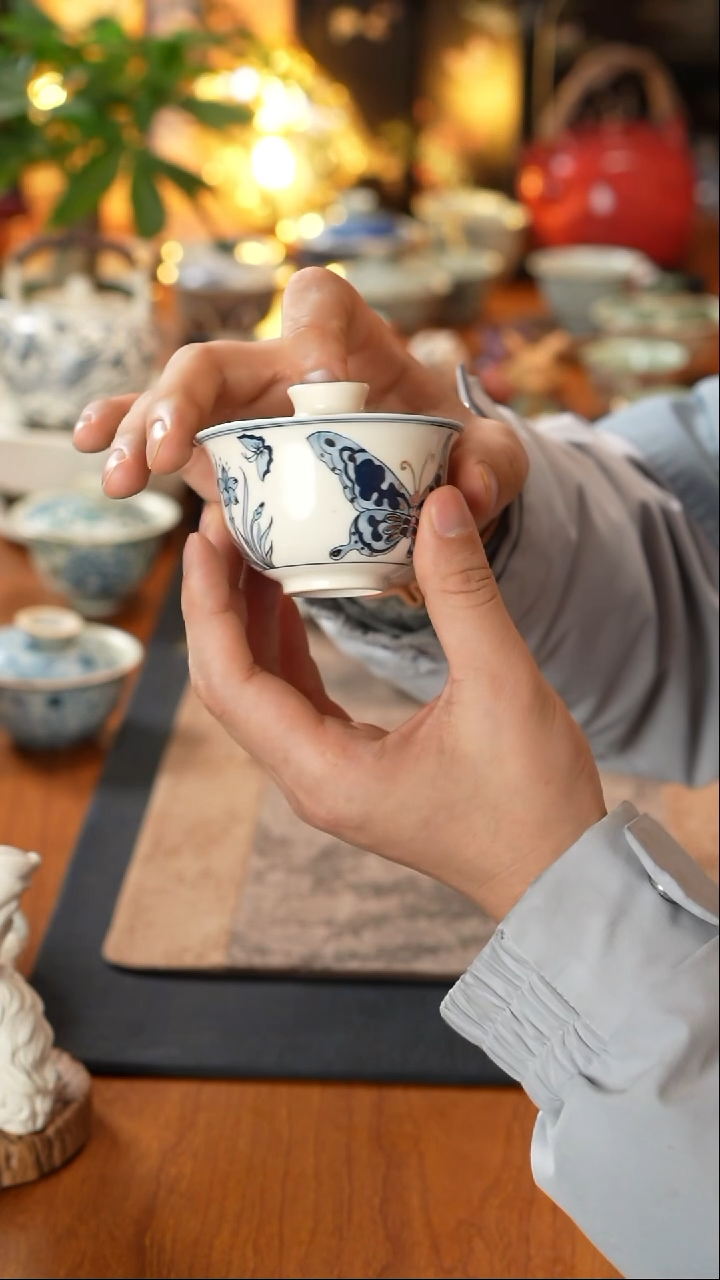 【闪购商品】山隅蝴蝶盖碗山隅蝴蝶盖碗