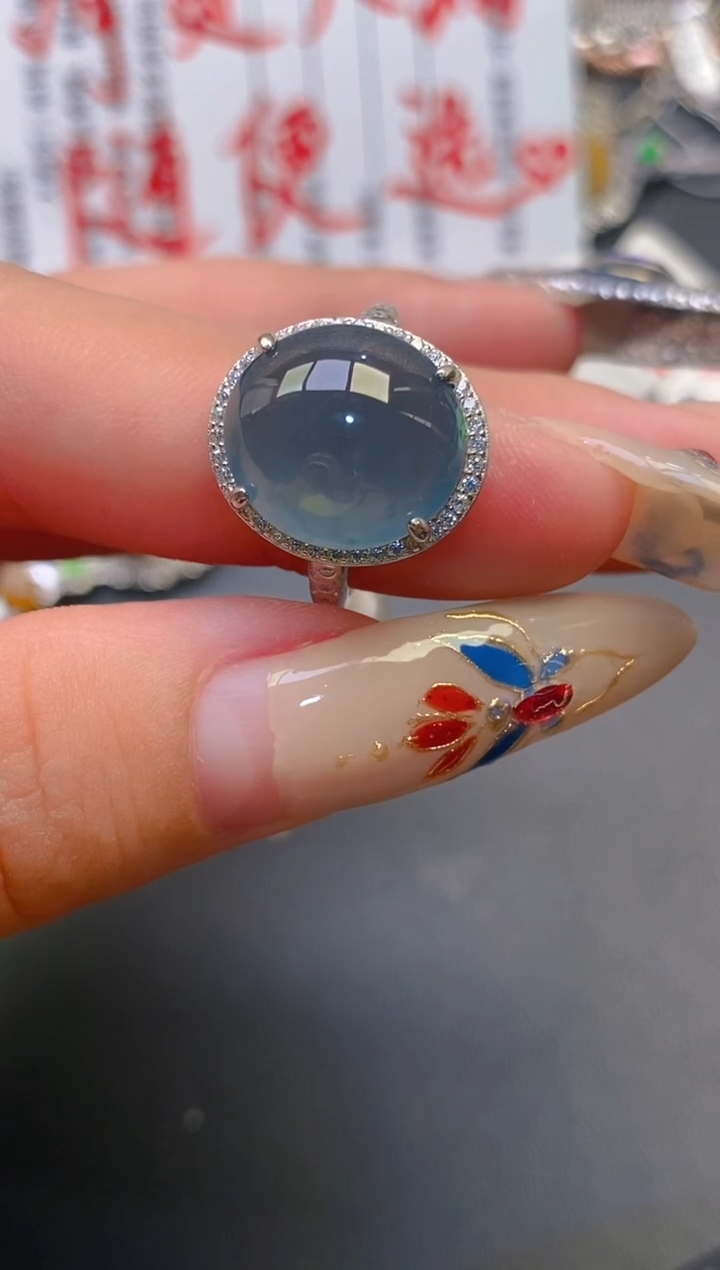 【闪购商品】翡翠耳饰银S925镶嵌天然A货翡翠1