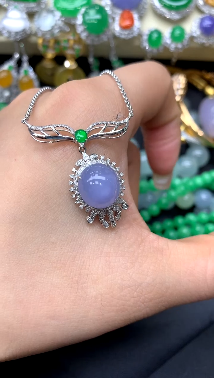 颈饰18K金镶嵌翡翠323-中国好珍宝