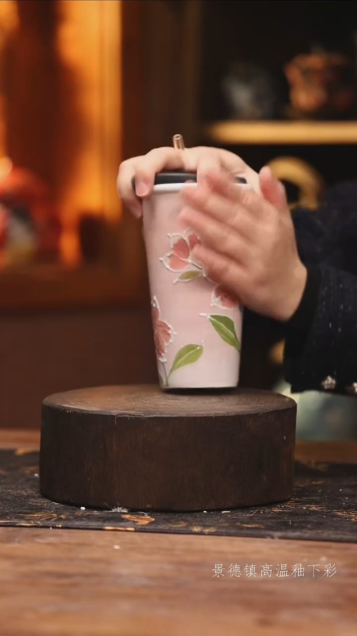 陶瓷景德镇高温釉下手绘陶瓷@L463@