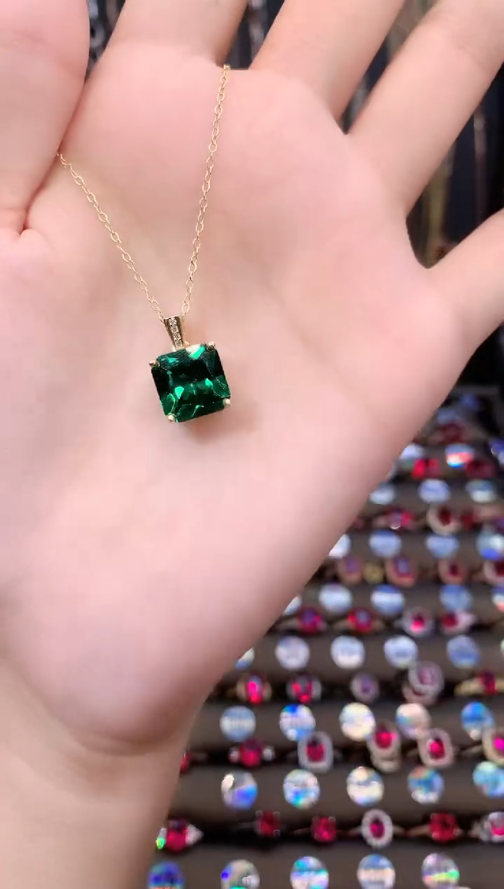 吊坠透辉石银S925镶嵌10金色