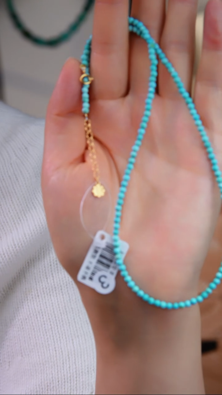 银S925镀金镶嵌绿松石项链多样性发货