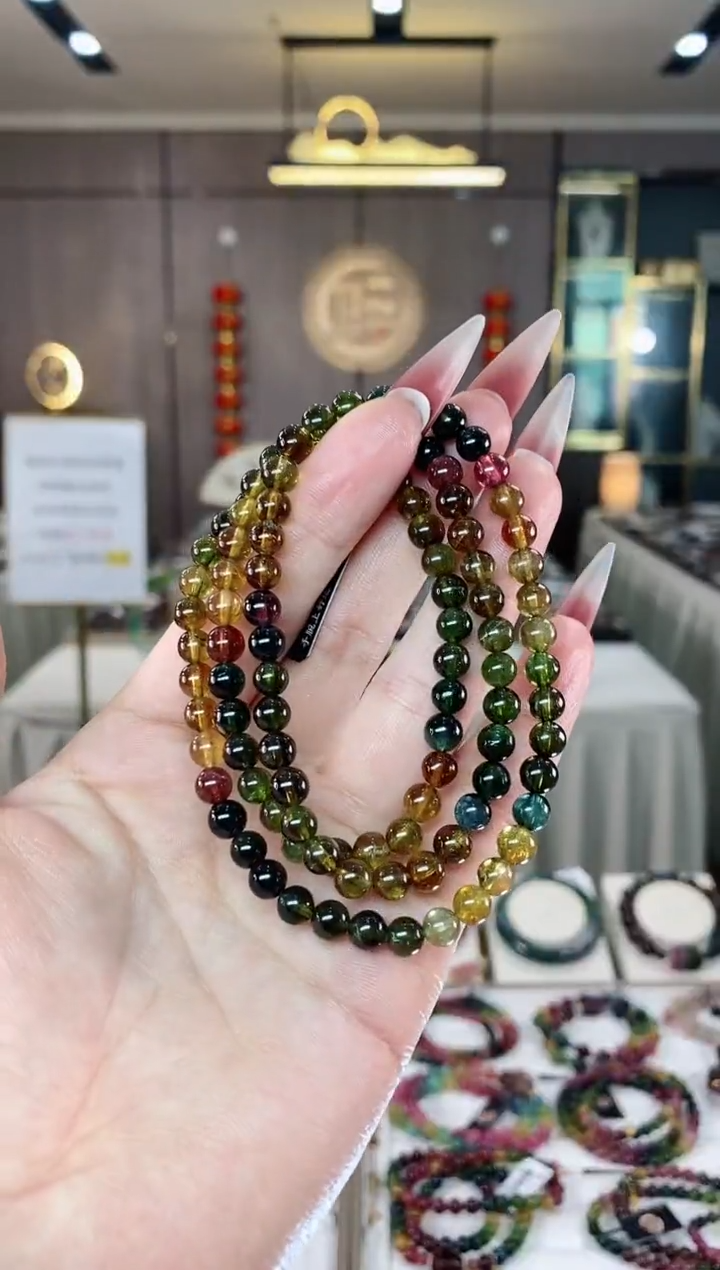 【闪购商品】碧玺三圈手串5.5mm+未镶嵌（多样性发一条）