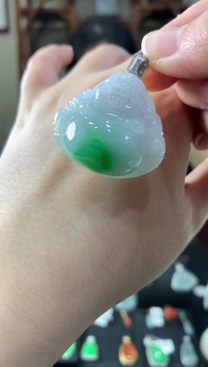 【闪购商品】翡翠吊坠(不含链)18K金镶嵌挂件