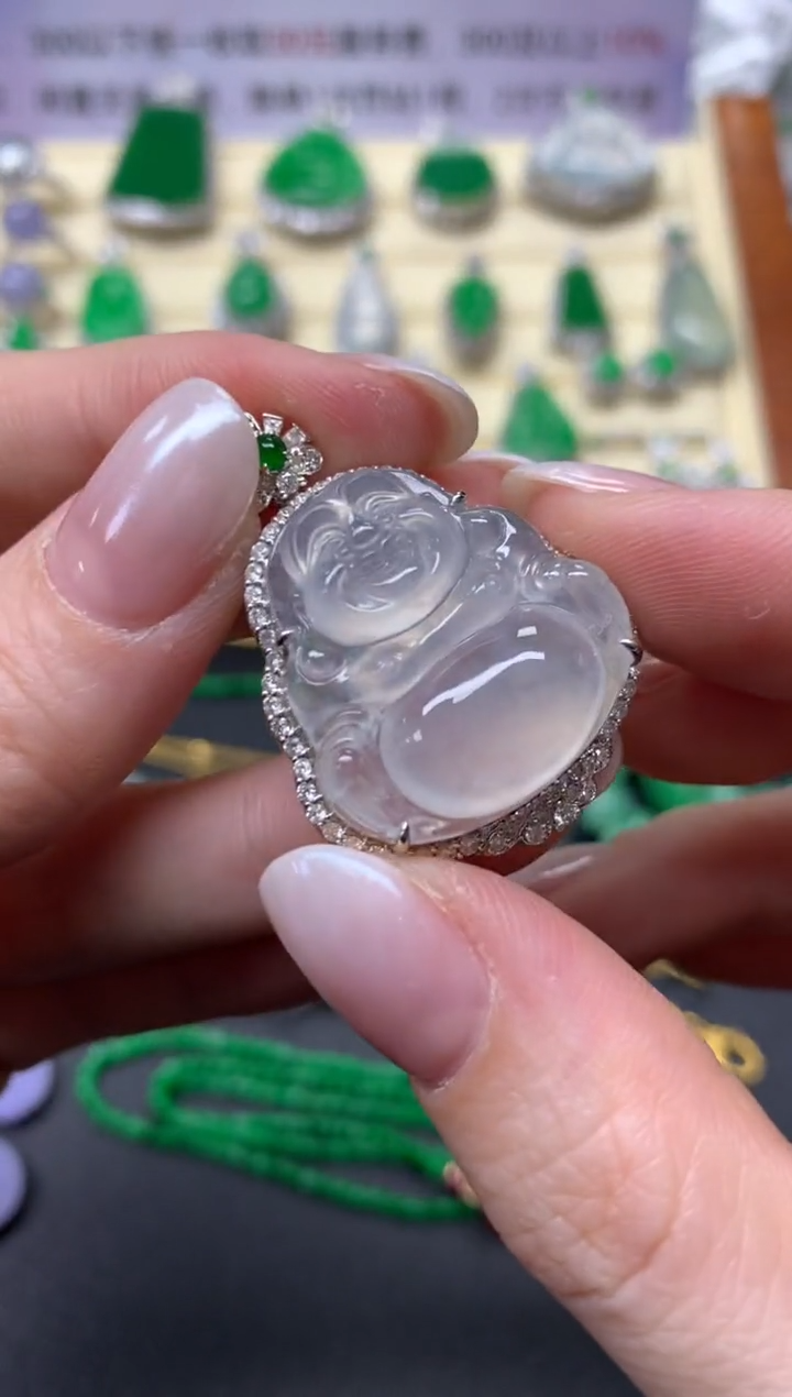 【闪购商品】翡翠吊坠(不含链)18K金镶嵌吊坠|12800+1280