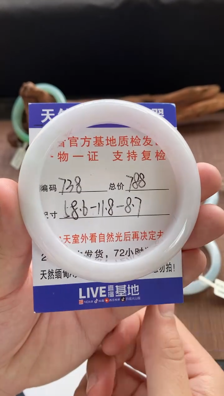 未镶嵌手镯翡翠圈口58.6编号738