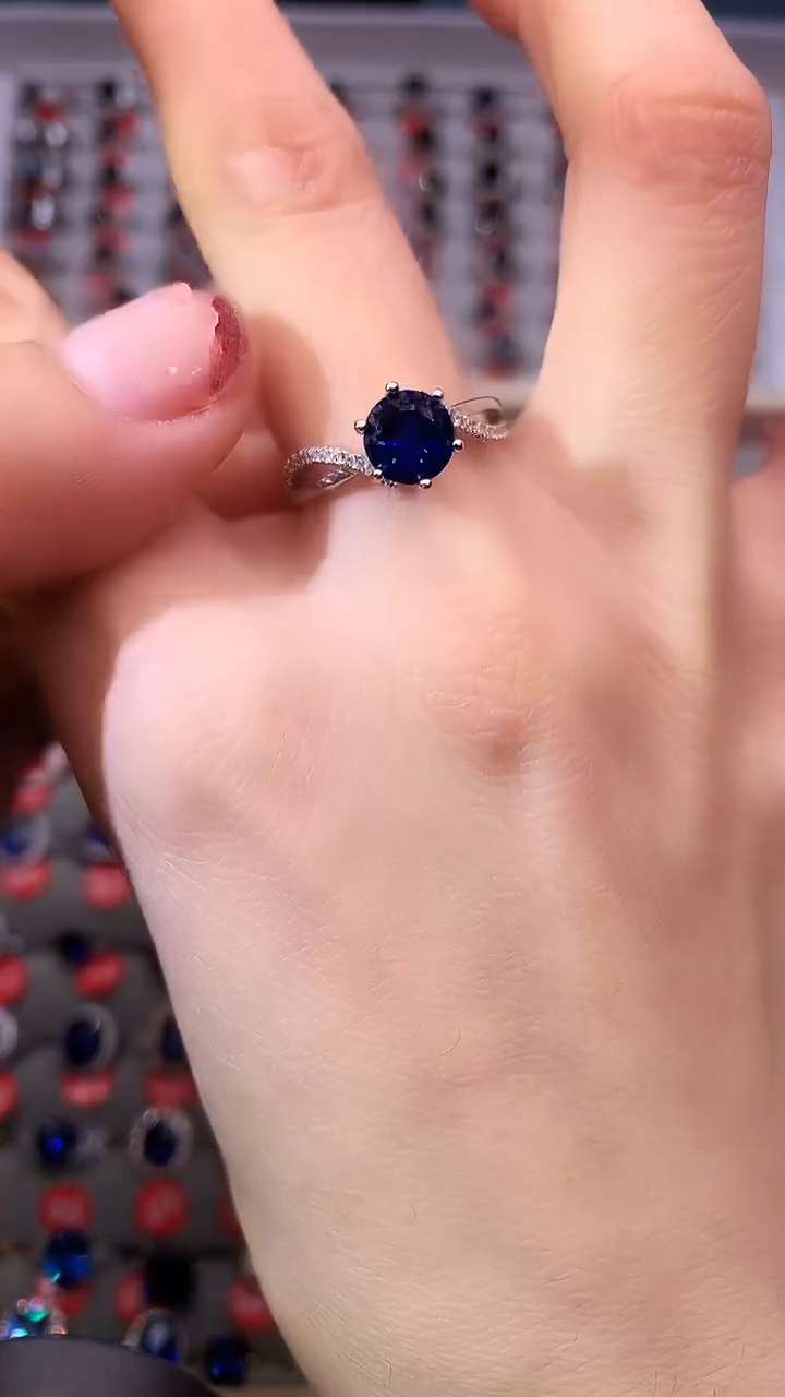 【闪购商品】蓝宝石戒指银S925镶嵌111111