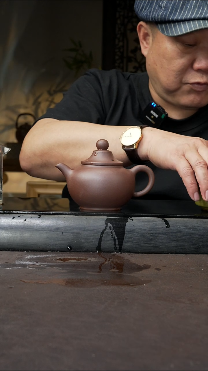 茶壶紫砂03，笠帽，特拼紫泥，300cc