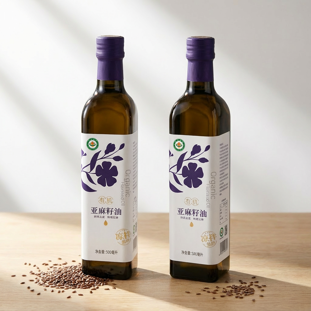 一级冷榨有机亚麻籽油礼盒500毫升X2瓶含亚麻酸含礼盒