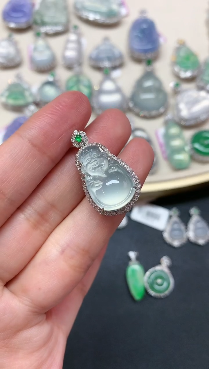 【闪购商品】翡翠吊坠(不含链)18K金镶嵌A213|12800